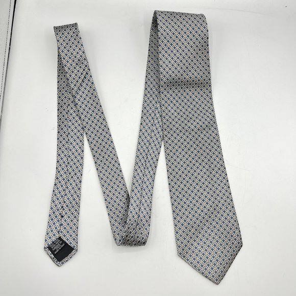 Boss Hugo Boss Neck Tie Mens Standard Size Blue Silk Square Patterned Italy - Picture 3 of 7